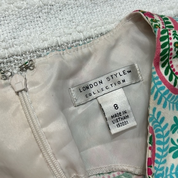 London Style Womens Printed Dress Mini Sleeveless Back Zipper Cotton Blue Pink - Picture 5 of 9